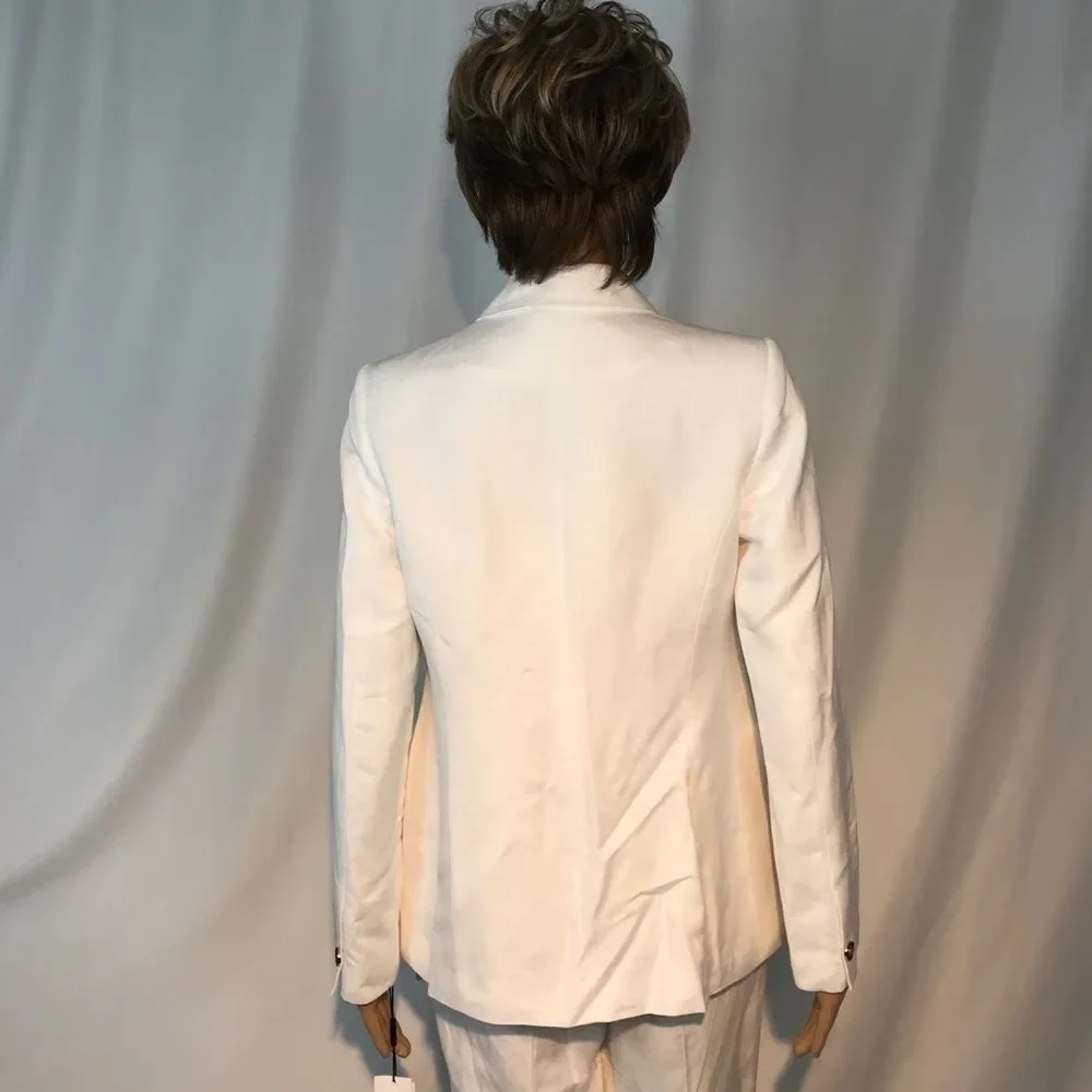 Calvin Klein Double Breasted White Linen Jacket